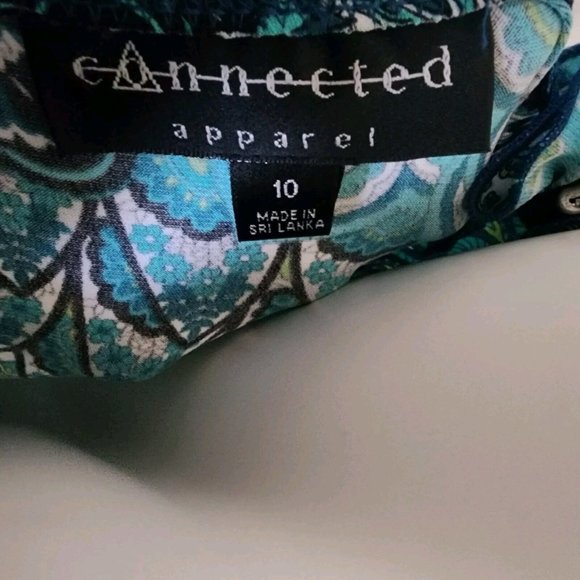 CONNECTED APPAREL Blue Green Paisley Sleeveless Pullover Dress Womens Size 10 - Picture 5 of 6